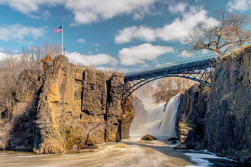 water bridge over river near waterfall paterson